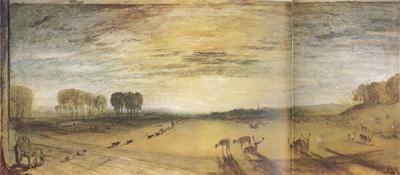 Joseph Mallord William Turner Petworth Park.Tillington Church in the distance.Ca (mk31) oil painting image